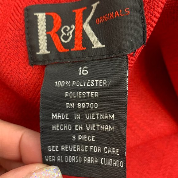 R&K Elegant Red Open Jacket Long Sleeve‎ 100% Polyester Sz 16 Lightweight - Picture 3 of 11